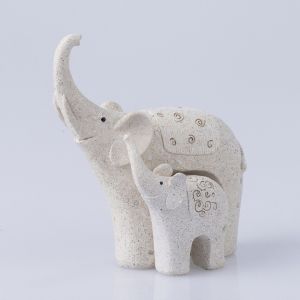 S/2 elephants polyresin beige 12X5.5X14CM