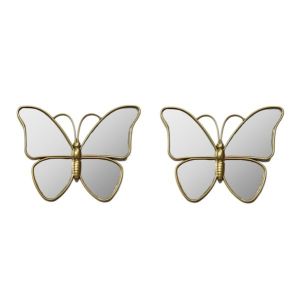 S/2 wall decorative butterflies made of polyresin, gold - black 27X3.2X66CM