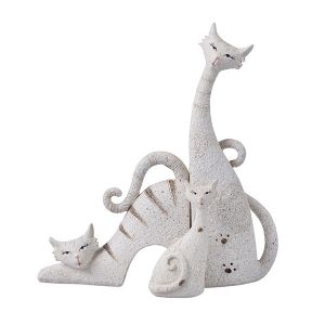 S/3 polyresin cats white 18.5X6.5X20.5CM