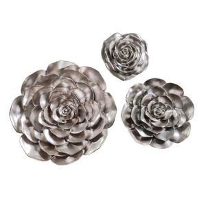 S/3 wall decoration flowers polyresin gold 35X35CM / 25X25CM / 20X20CM