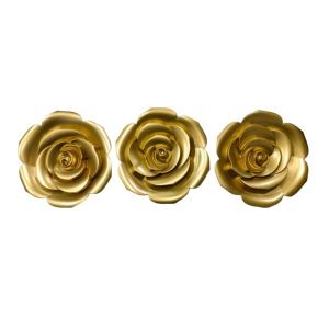S/3 wall decorative flowers polyresin gold 26.5X3.8X72.5CM