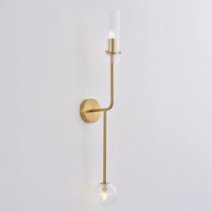 Аплик метал-стъкло 1XE14 MAX8W &amp; 1XG9 MAX7W 100X165X800ММ златисто-прозрачна Arte Illumina Stagona