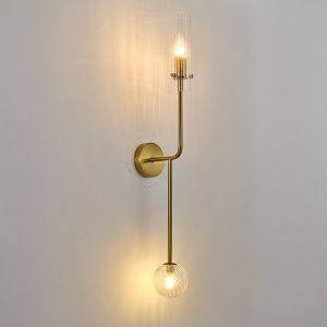 Аплик метал-стъкло 1XE14 MAX8W &amp; 1XG9 MAX7W 100X165X800ММ златисто-прозрачна Arte Illumina Stagona