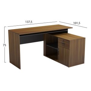 Right corner desk Carnet HM18384.03 melamine in walnut/gray 138X102X75ВСМ.