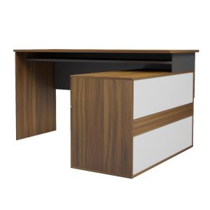 Right corner desk Carnet HM18384.03 melamine in walnut/gray 138X102X75ВСМ.