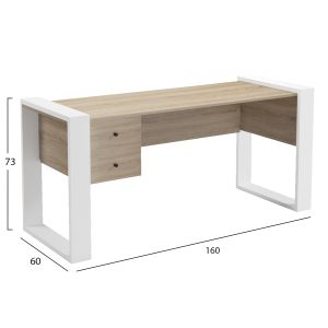 Desk with 2 drawers Tontel HM2157.01 melamine in sonam color - white legs 160X60X73HCM.