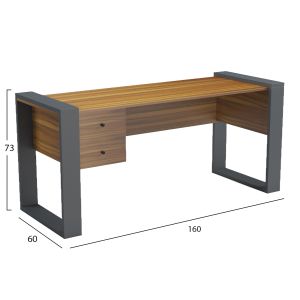 Desk with 2 drawers Tontel HM2157.03 melamine in walnut - gray legs 160X60X73HCM.