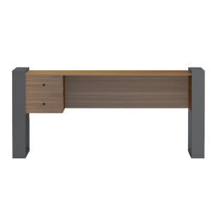 Desk with 2 drawers Tontel HM2157.03 melamine in walnut - gray legs 160X60X73HCM.