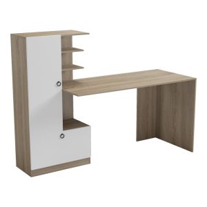 Desk with shelf Felanbo sonoma-white 160x60x125cm