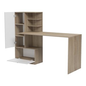 Desk with shelf Felanbo sonoma-white 160x60x125cm