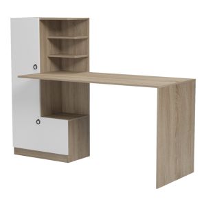Desk with shelf Felanbo sonoma-white 160x60x125cm