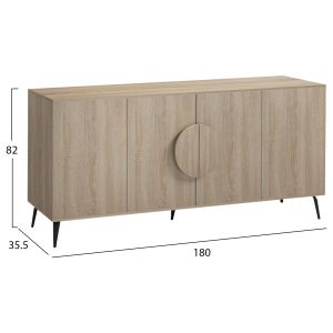 Бюфет Savore HM18368.01 меламин в цвят сонама - черен с метални крака 180X35.5X82ВСМ.