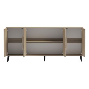 Бюфет Savore HM18368.01 меламин в цвят сонама - черен с метални крака 180X35.5X82ВСМ.