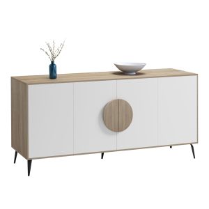Бюфет Savore HM18368.11 меламин в сонама/бяло - черни метални крака 180X35.5X82ВСМ.