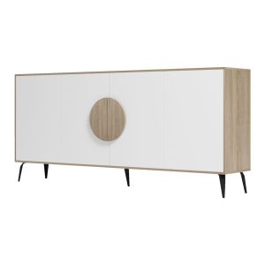 Бюфет Savore HM18368.11 меламин в сонама/бяло - черни метални крака 180X35.5X82ВСМ.
