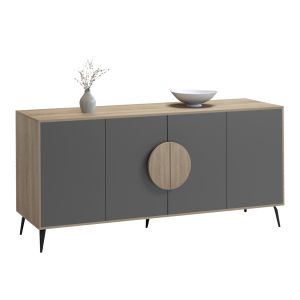 Бюфет Savore HM18368.13 меламин в сонама/сиво - черни метални крака 180X35.5X82ВСМ.