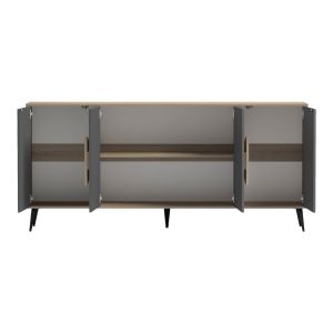 Бюфет Savore HM18368.13 меламин в сонама/сиво - черни метални крака 180X35.5X82ВСМ.