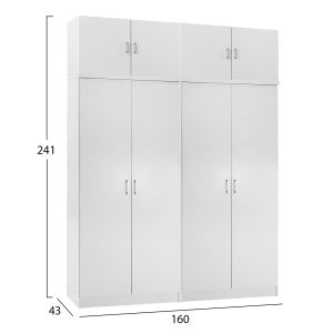 Два двукрилни гардероба с надстройки Jenna HM11350.05 меламин в бяло 160X43X240HСМ.