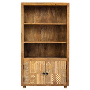 Wooden bookcase with 2 cabinets and 3 shelves 85.5X40X180CM