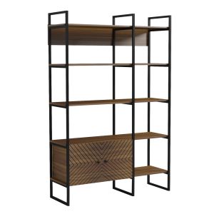 Shelf Nezer HM18377.03 metal frame - melamine in walnut 120X35X180ВСМ.