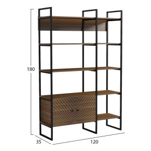 Shelf Nezer HM18377.03 metal frame - melamine in walnut 120X35X180ВСМ.