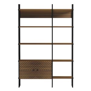 Shelf Nezer HM18377.03 metal frame - melamine in walnut 120X35X180ВСМ.