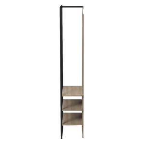 Coat hanger with shelves Nino HM18382.01 metal in black - melamine in sonama 53X31.5X180ВСМ.