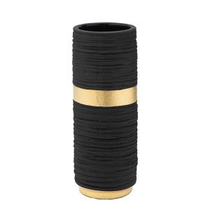 Ceramic vase black and gold 11.5X11.5X30.5CM