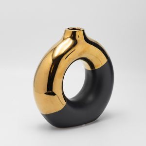 Ceramic vase black and gold 20.5X7.5X20.5CM