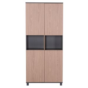 Office bookcase Mavix HM2160 melamine in gray-walnut color 80x40x180cm.