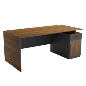 Office desk with right side cabinet Tactic HM18387.03 melamine in walnut/gray 180X90X76ВСМ