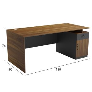 Office desk with right side cabinet Tactic HM18387.03 melamine in walnut/gray 180X90X76ВСМ