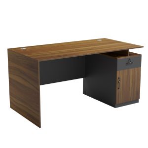 Office desk with right side cabinet Tactic HM18388.03 melamine in walnut/gray 150X80X76ВСМ