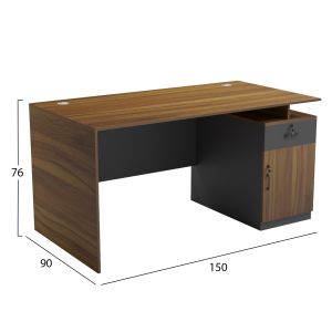 Office desk with right side cabinet Tactic HM18388.03 melamine in walnut/gray 150X80X76ВСМ