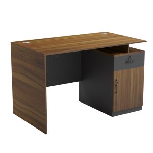 Office desk with right side cabinet Tactic HM18389.03 melamine in walnut/gray 120X70X76ВСМ