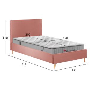 Полудвойно легло с матрак Maylin HM10758.01 пепел от рози кадифе-матрак 120X200СМ.
