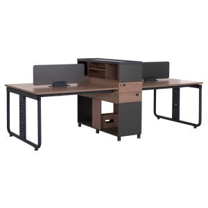 Workstation for 4 people Mavix HM2158 melamine-metal in gray/walnut 280X123X110ВСМ.