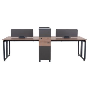 Workstation for 4 people Mavix HM2158 melamine-metal in gray/walnut 280X123X110ВСМ.