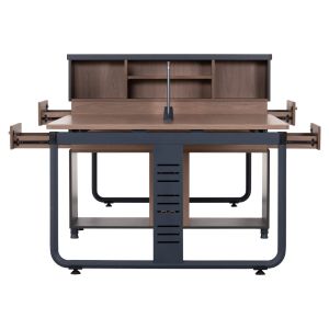 Workstation for 4 people Mavix HM2158 melamine-metal in gray/walnut 280X123X110ВСМ.