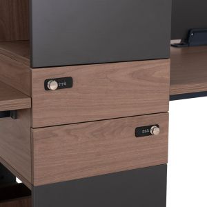 Workstation for 4 people Mavix HM2158 melamine-metal in gray/walnut 280X123X110ВСМ.
