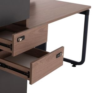 Workstation for 4 people Mavix HM2158 melamine-metal in gray/walnut 280X123X110ВСМ.