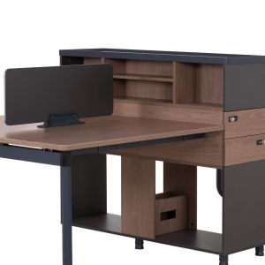 Workstation for 4 people Mavix HM2158 melamine-metal in gray/walnut 280X123X110ВСМ.