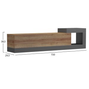 Стенен тв шкаф Essenza HM18372.13 меламин в цвят дъб/сиво 150X29.6X38.6ВСМ.