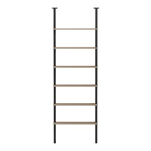 Wall bookcase Dimmo sonoma-black metal 60x20x180cm