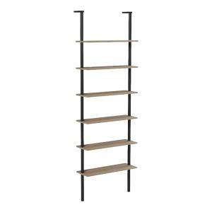 Wall bookcase Dimmo sonoma-black metal 60x20x180cm