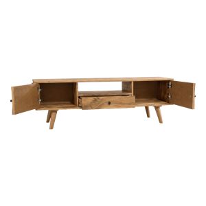 ТВ шкаф Firpo масивна акациева дървесина в естествен цвят 130x35x45см