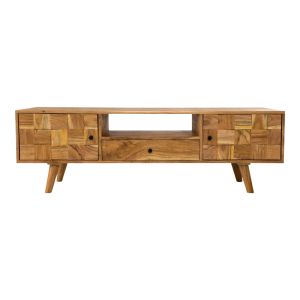 ТВ шкаф Firpo масивна акациева дървесина в естествен цвят 130x35x45см