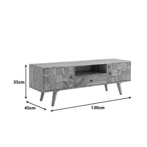 ТВ шкаф Firpo масивна акациева дървесина в естествен цвят 130x35x45см