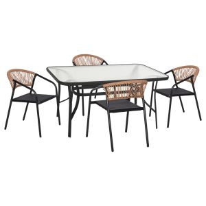 Garden table and chairs 5 pcs. Bruno HM10860.03 metal 140X80CM black