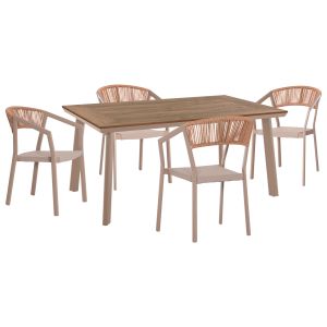 Garden table and chairs 5 pcs. Danat HM10832.03 aluminum polywood-champagne